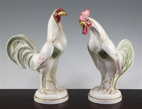 Two Royal Worcester figures  Game Cock and Chanticleer, modelled by Doris Lindner, 27cm